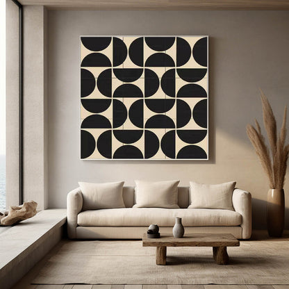 Bold Black and Beige Geometric Art