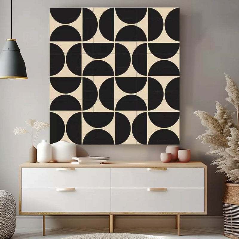 Bold Black and Beige Geometric Art