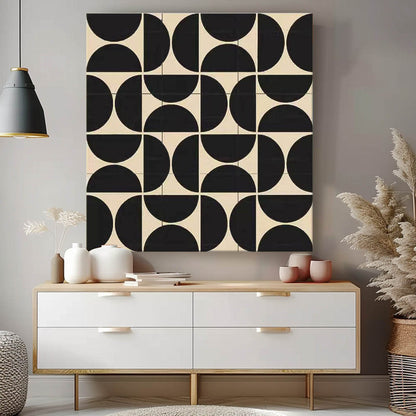 Bold Black and Beige Geometric Art