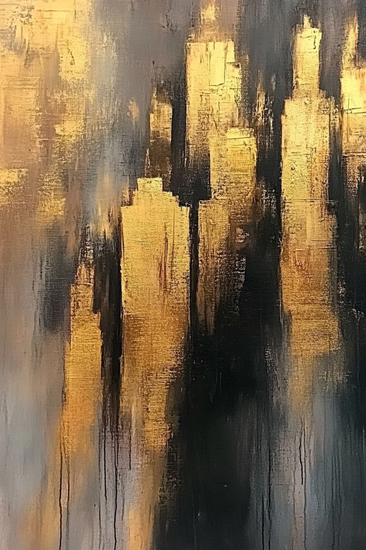 Black and Gold Abstract Canvas - Modern Luxury Art