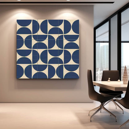 Modern Blue and Beige Geometric Painting