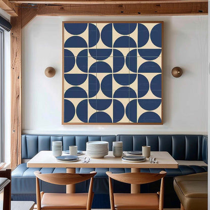 Modern Blue and Beige Geometric Painting