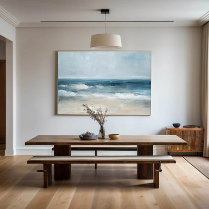 Minimalist White Golden Ocean Painting CM#125