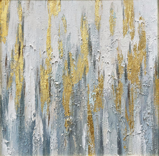 Elegant Gold and Blue Abstract Painting