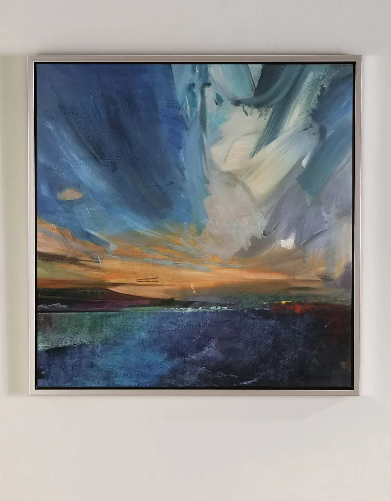Minimalist Bold Brushstrokes in Blue Painting CM#124