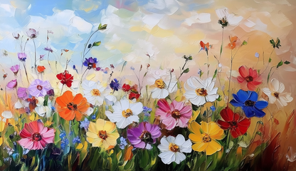 Whimsical Wildflowers in Bloom - Capturing Nature's Playful Beauty in Oil