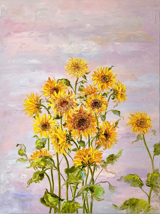 Sunny Sunflower Bloom Oil Painting – Hand-Painted Floral Art on Canvas