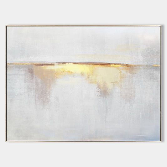Minimalist White Golden Ocean Painting CM#123
