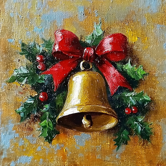 Golden Bells Christmas Painting - Elegant Holiday Wall Decor