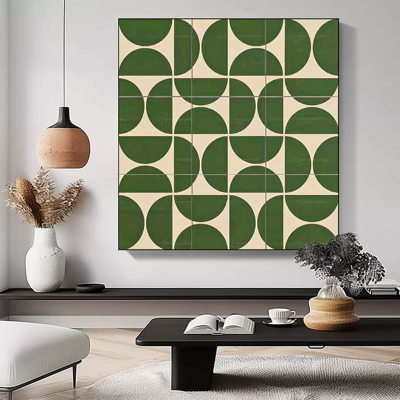 Green Geometric Abstract Acrylic Art