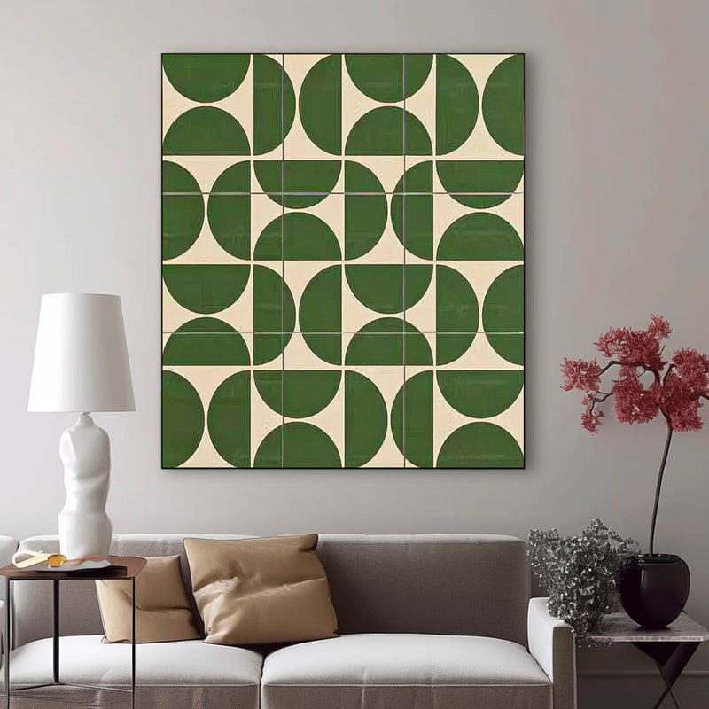 Green Geometric Abstract Acrylic Art