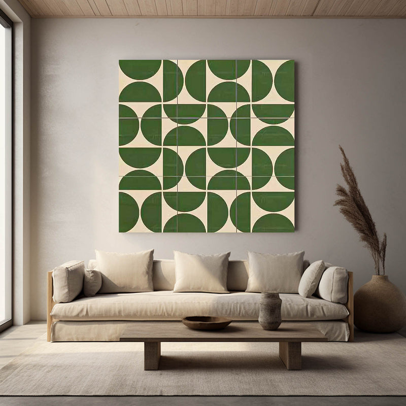 Green Geometric Abstract Acrylic Art