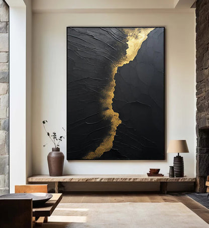 Minimalist Black Golden Painting CM#116