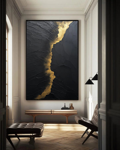 Minimalist Black Golden Painting CM#116