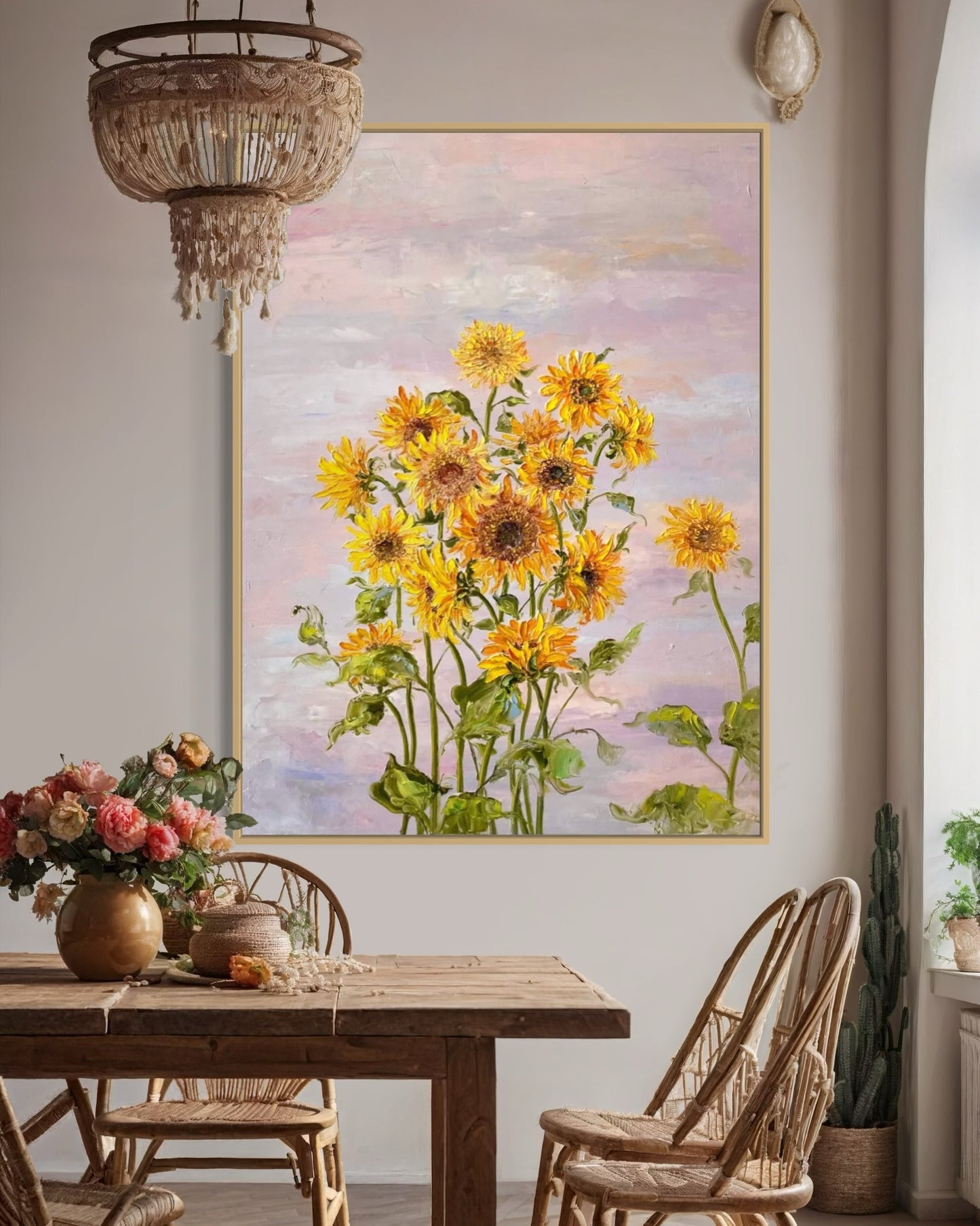 Sunny Sunflower Bloom Oil Painting – Hand-Painted Floral Art on Canvas