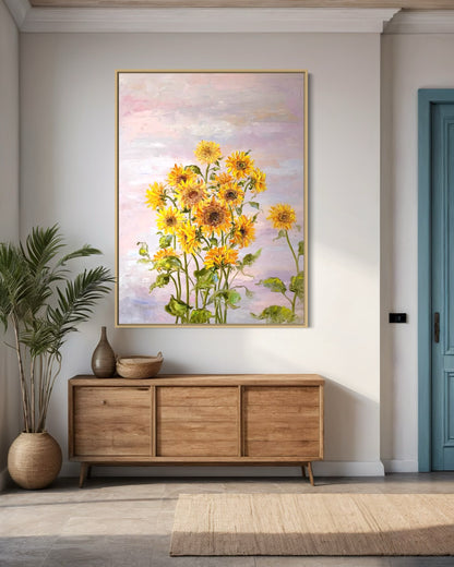 Sunny Sunflower Bloom Oil Painting – Hand-Painted Floral Art on Canvas