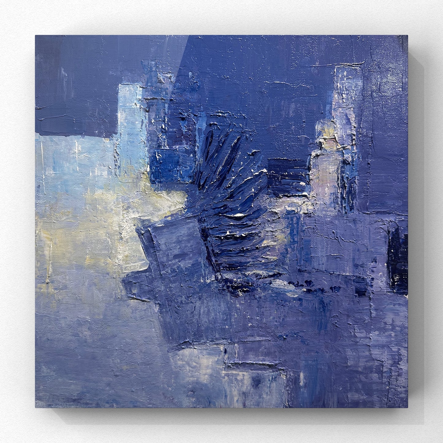 Cool Blue Abstract Acrylic Painting