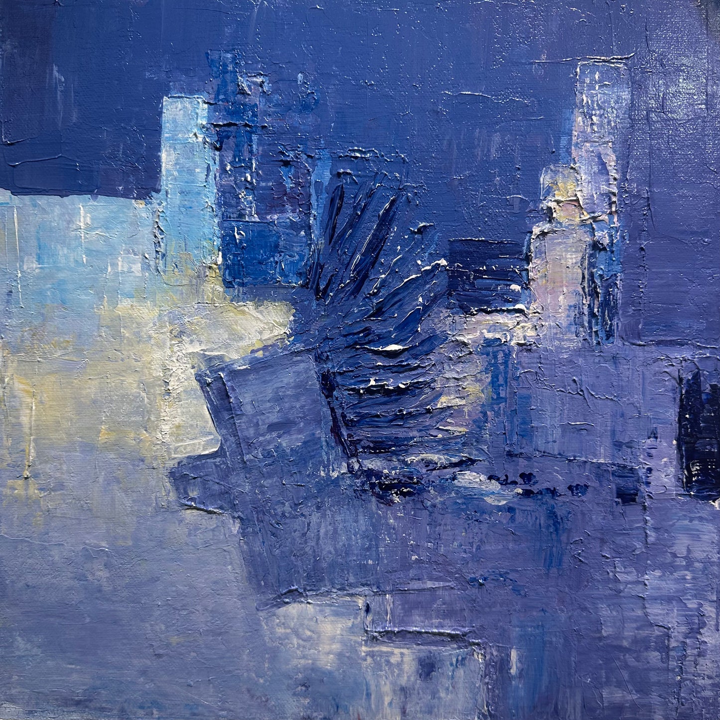 Cool Blue Abstract Acrylic Painting