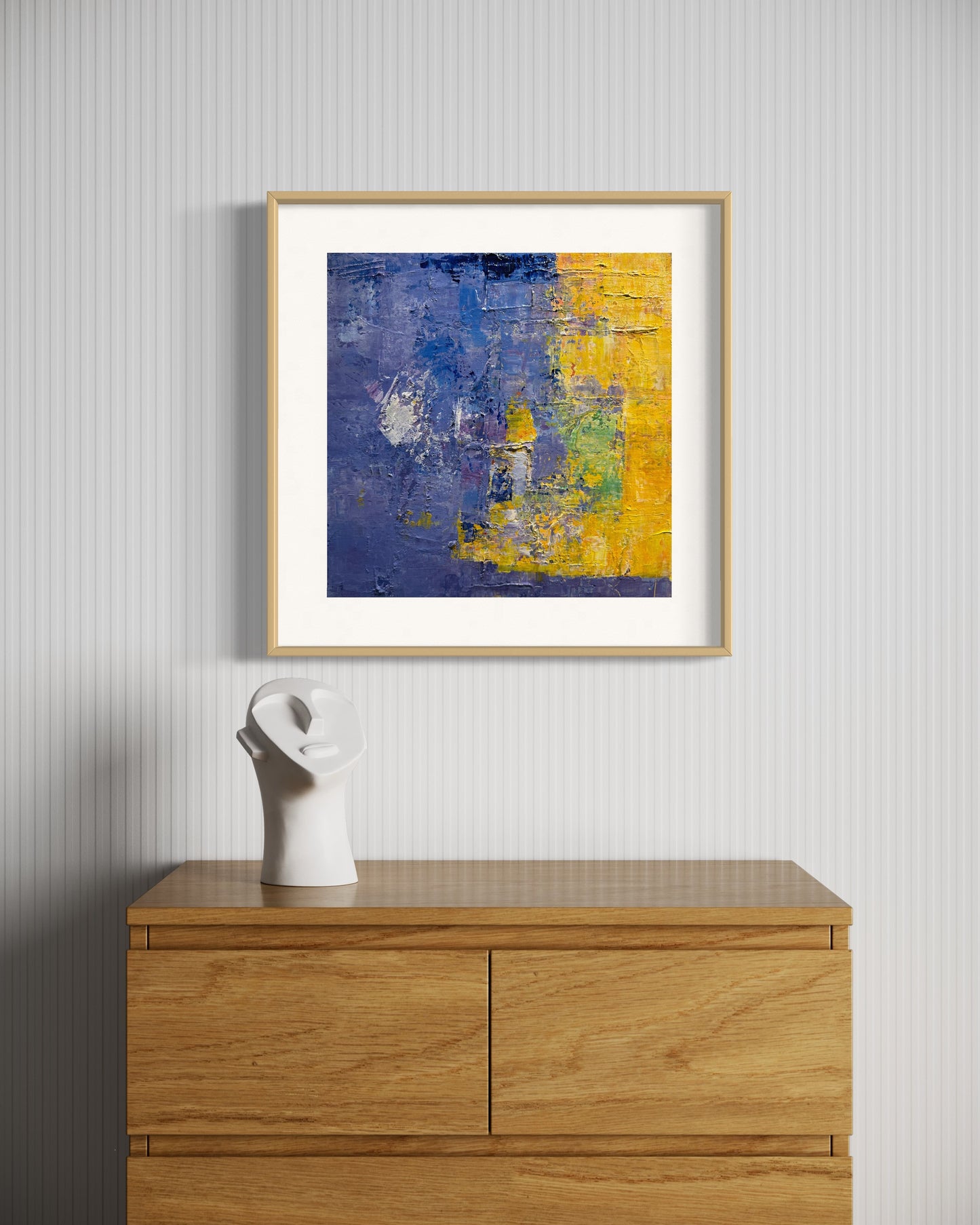 Dynamic Yellow and Blue Abstract Acrylic Art