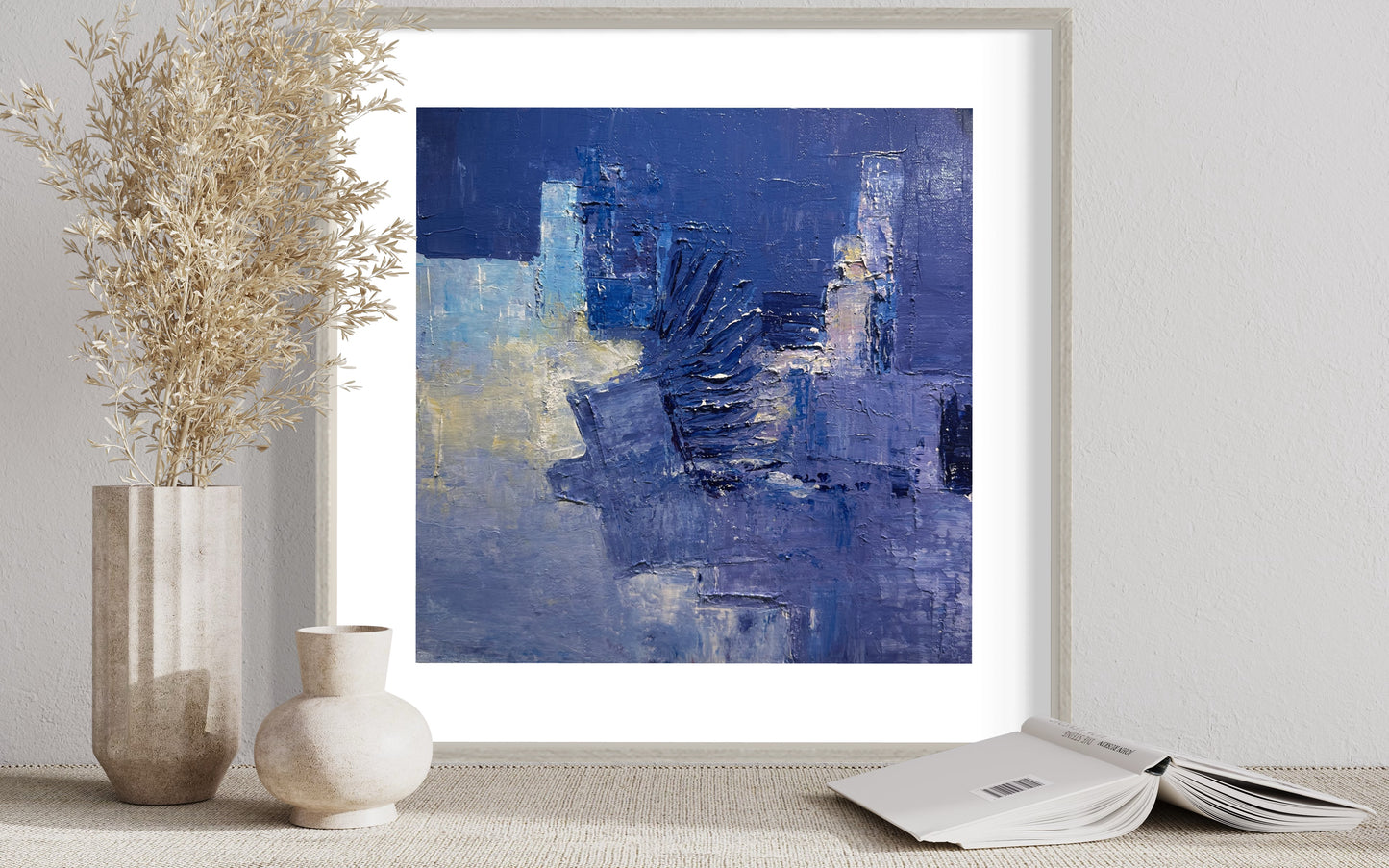 Cool Blue Abstract Acrylic Painting