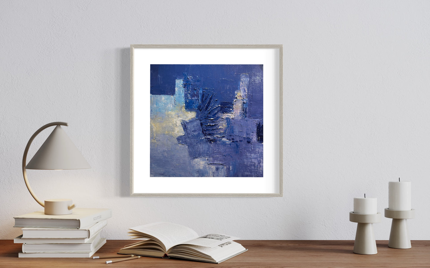 Cool Blue Abstract Acrylic Painting