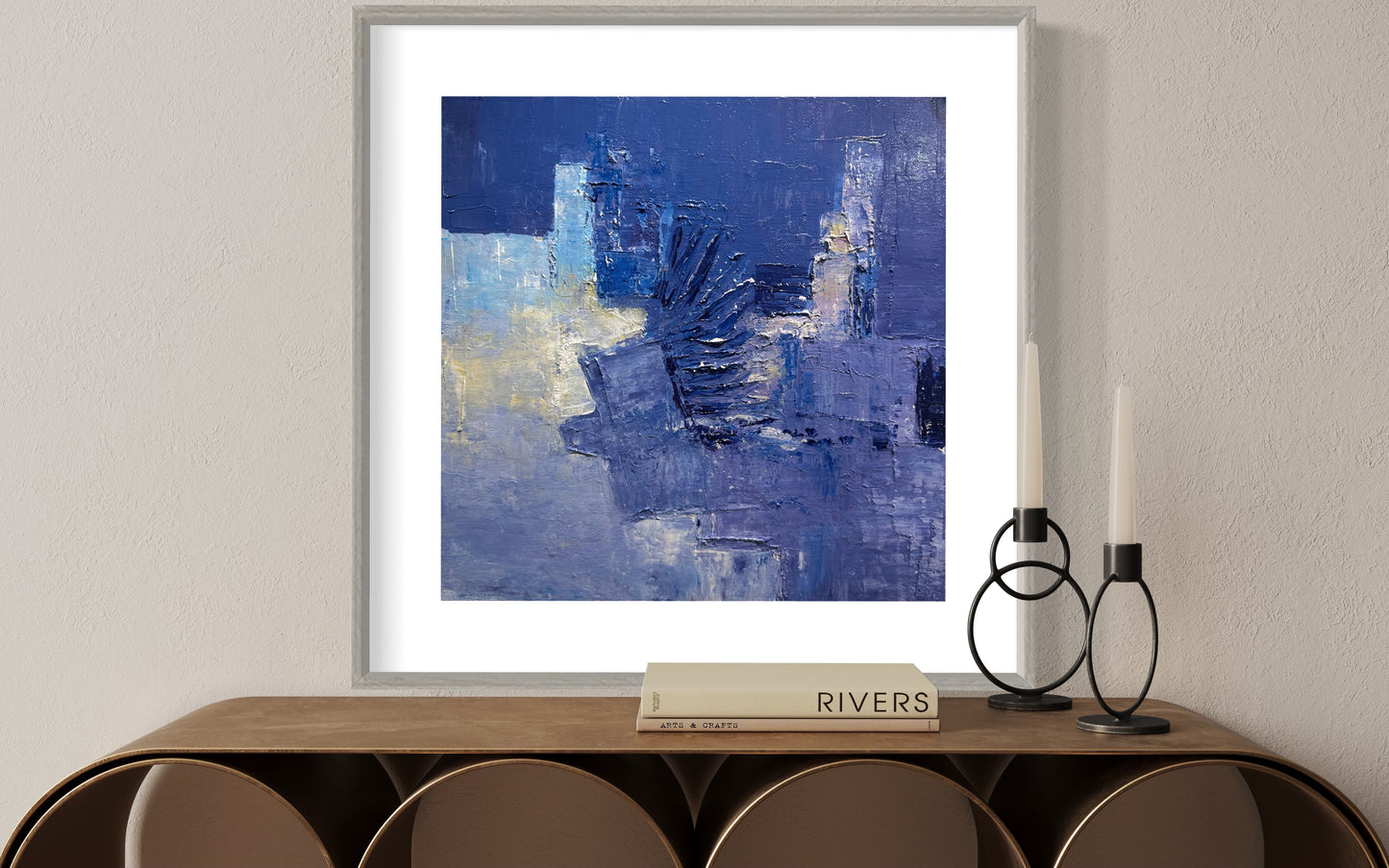 Cool Blue Abstract Acrylic Painting