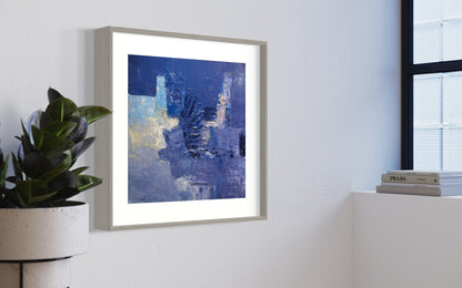 Cool Blue Abstract Acrylic Painting