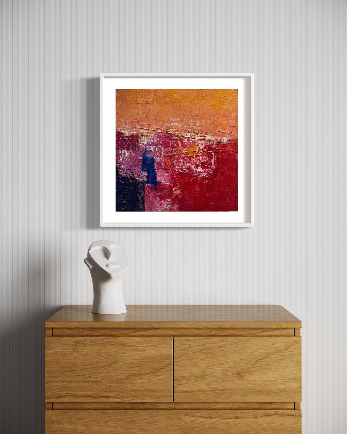 Fiery Red and Orange Abstract Acrylic Painting