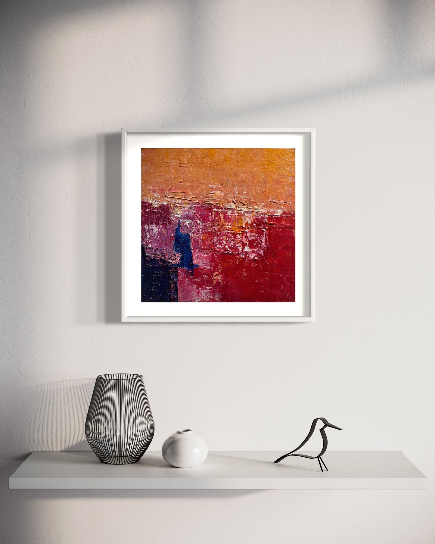 Fiery Red and Orange Abstract Acrylic Painting