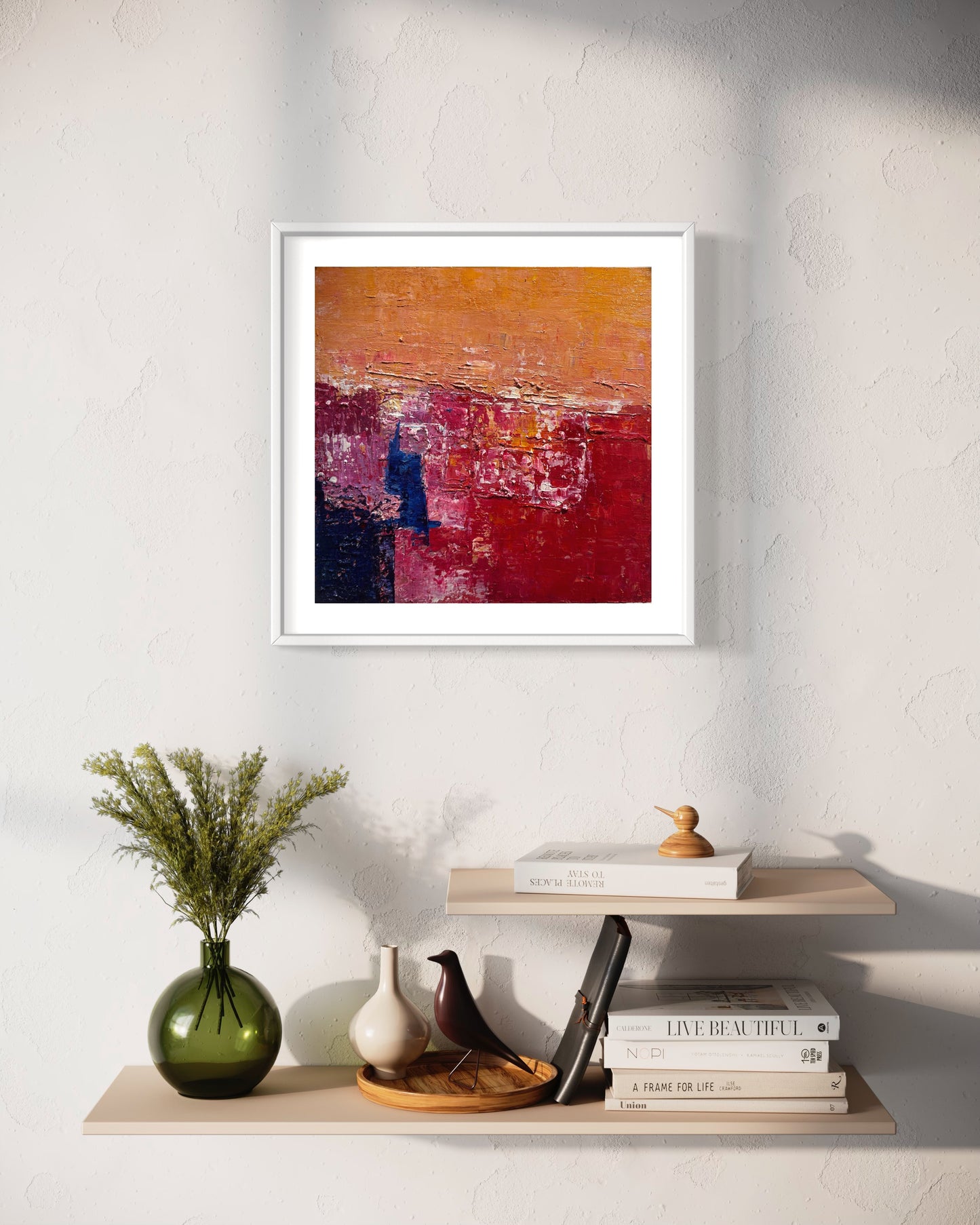 Fiery Red and Orange Abstract Acrylic Painting