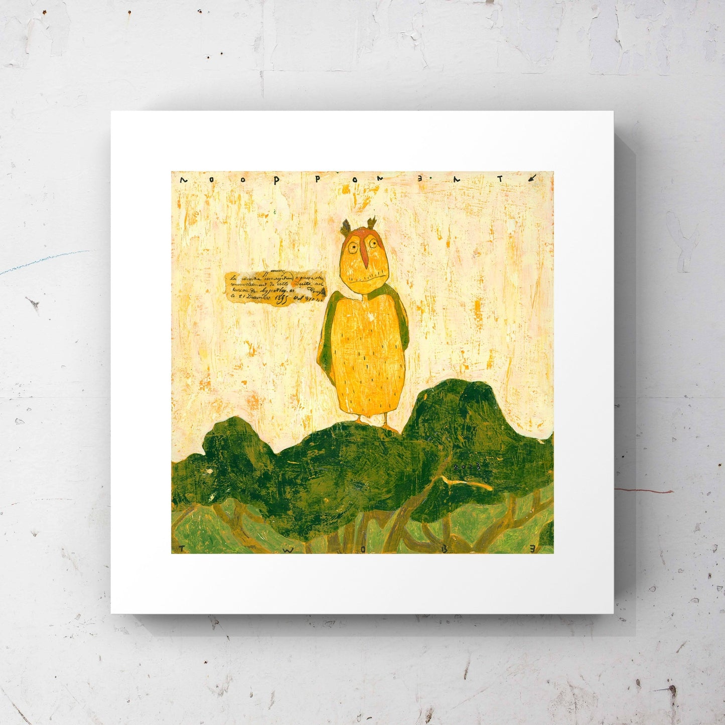 Yellow Bird on Hill Art Print