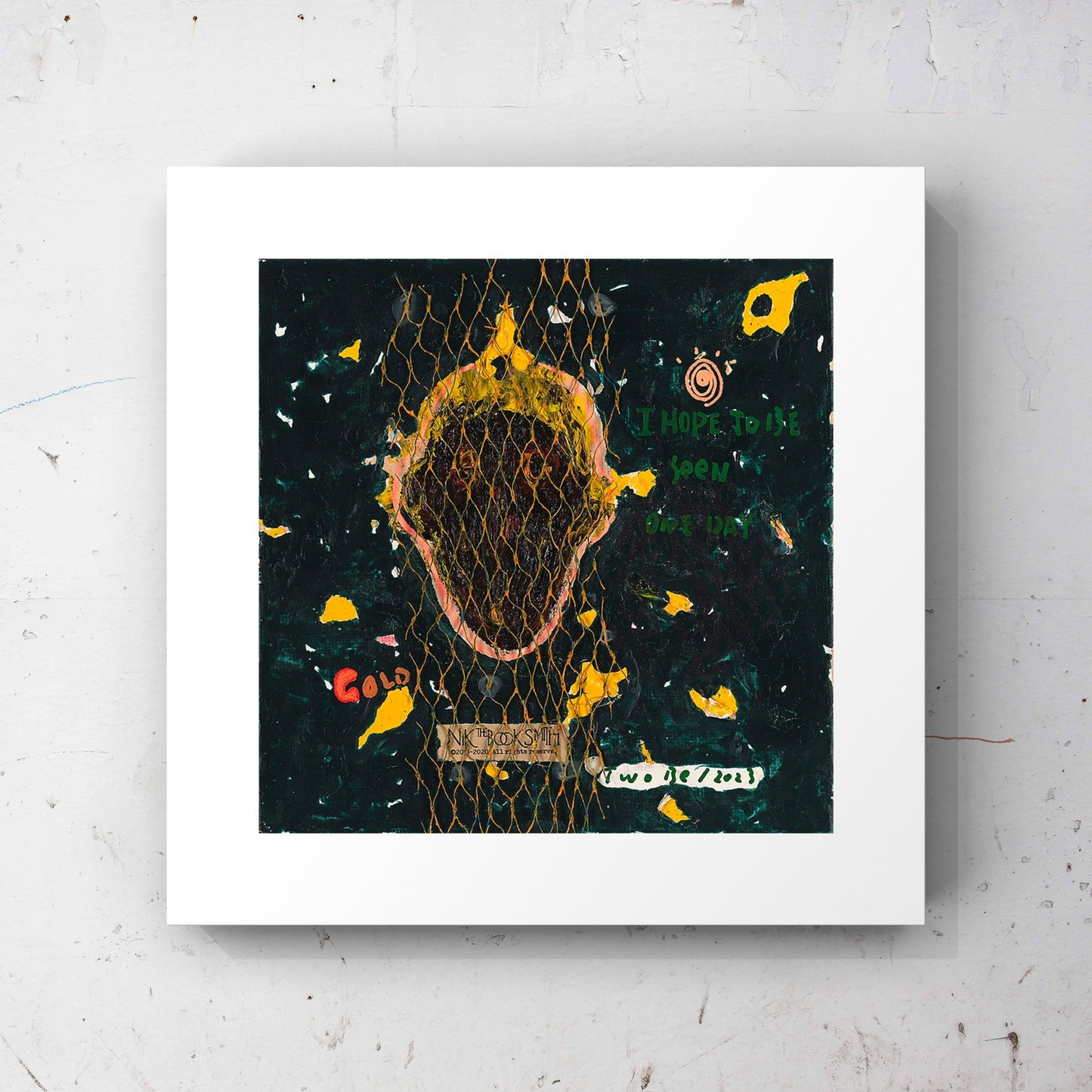 Abstract Face with Yellow Accents Art Print