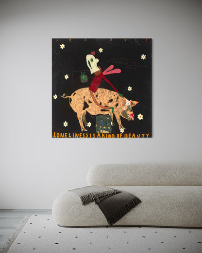 Whimsical Pig Rider Art Print