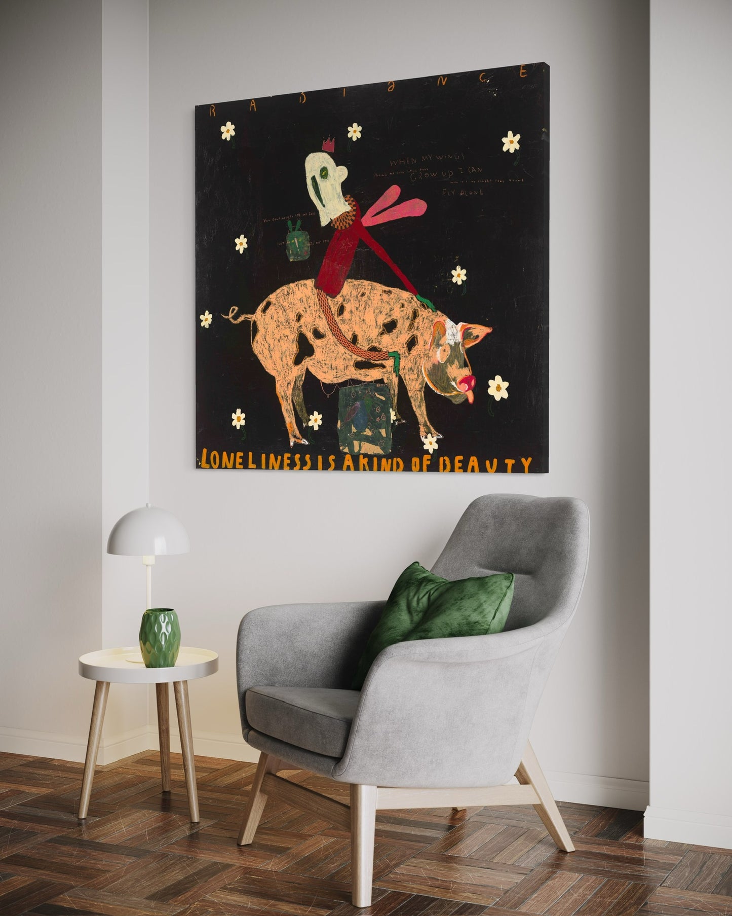 Whimsical Pig Rider Art Print