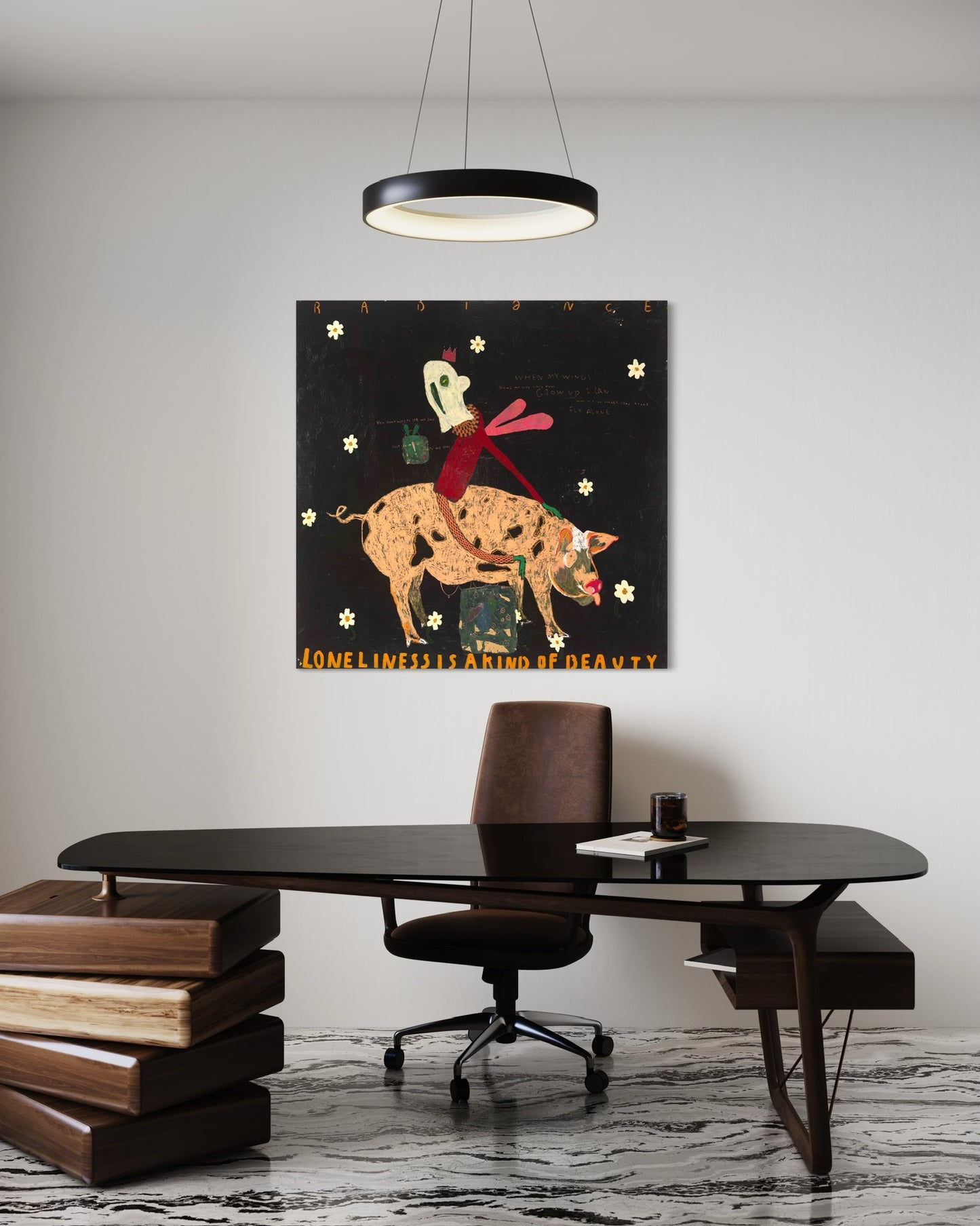 Whimsical Pig Rider Art Print