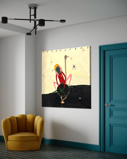 Whimsical Bird and Figure Art Print