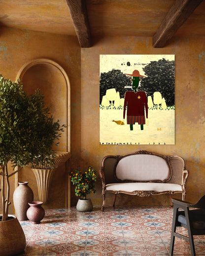 Mysterious Figure in Red Art Print