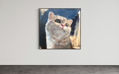 Cute Kitten Staring - Customizable Oil Painting