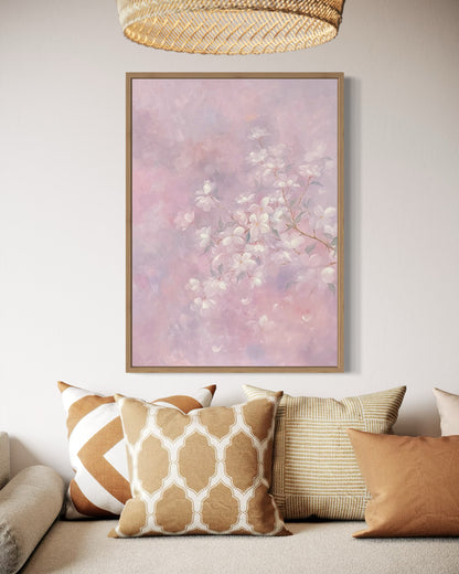 Soft Pink Floral Oil Painting - Hand-Painted Blossoms on Canvas