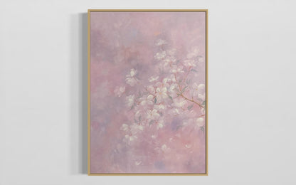 Soft Pink Floral Oil Painting - Hand-Painted Blossoms on Canvas