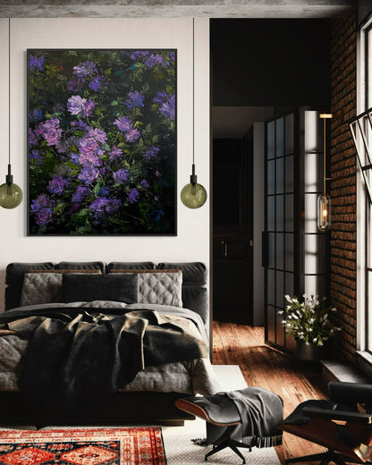 Purple Garden Bloom Oil Painting – Hand-Painted Canvas Art