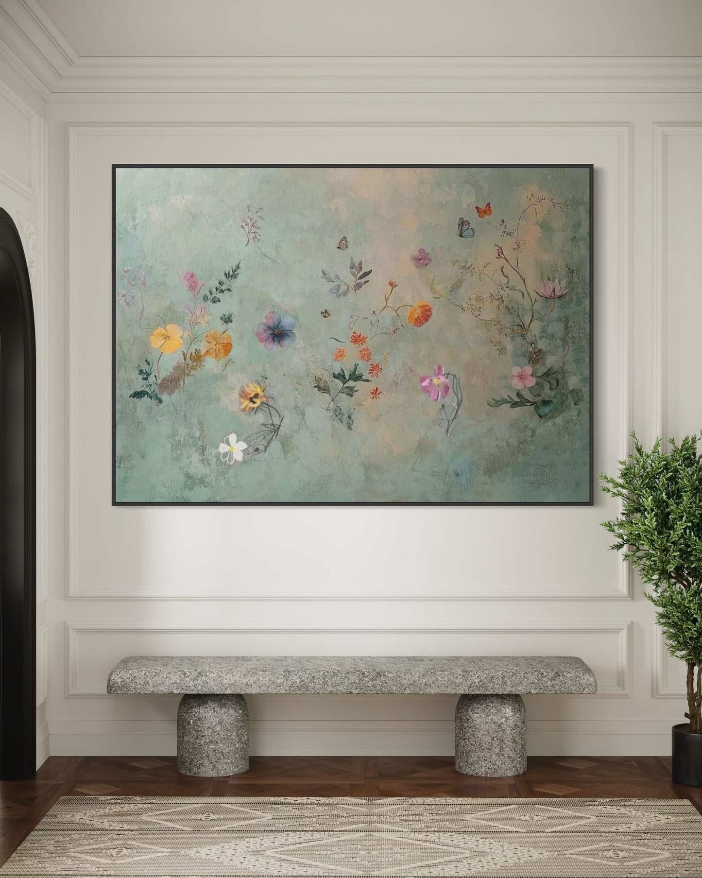 Whimsical Floral Fantasy Oil Painting – Hand-Painted Canvas Art