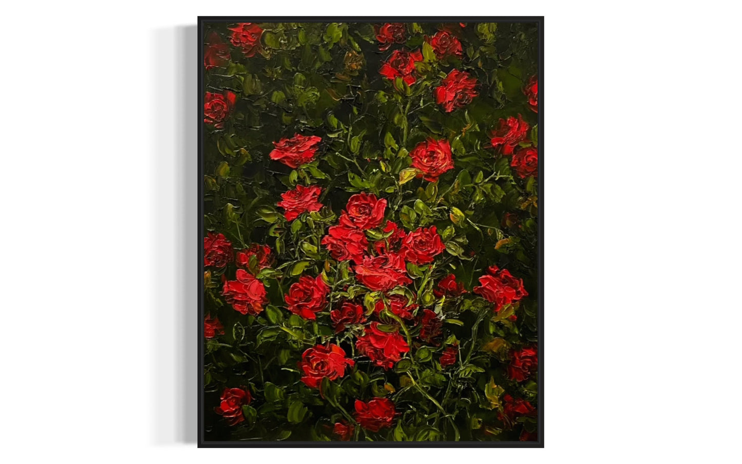 Vibrant Red Roses Oil Painting – Handcrafted Floral Art