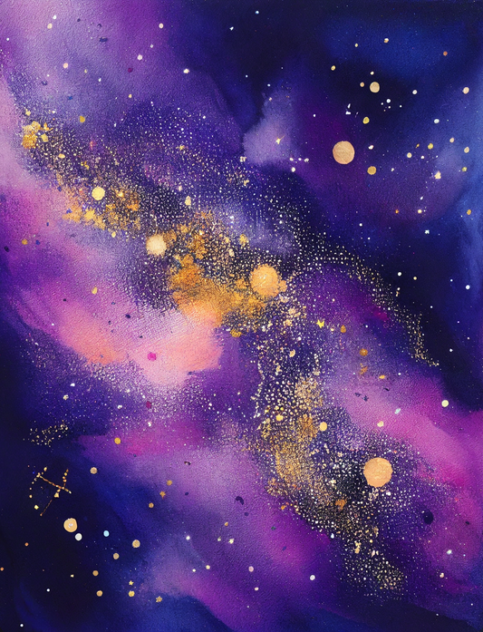 Celestial Harmony - Hand-Painted Starry Canvas