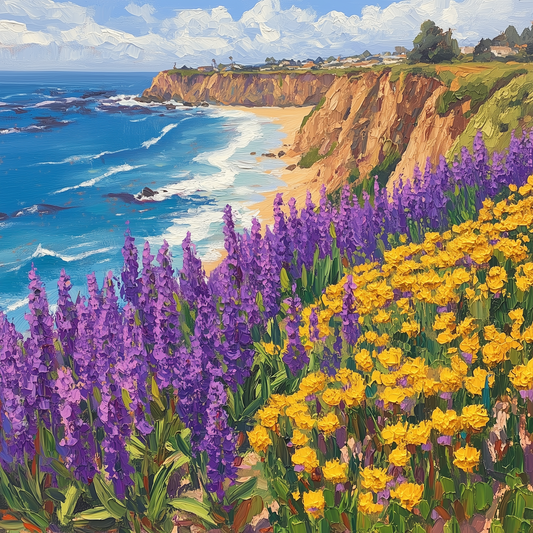 Wildflower Coastline Hand-Painted Canvas Art