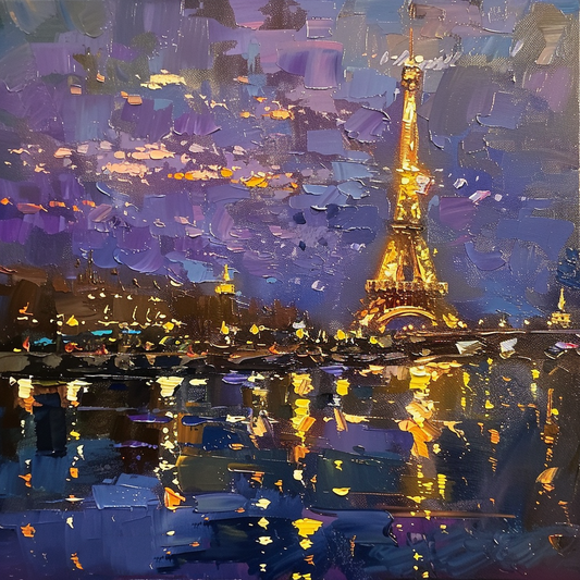 Eiffel Tower River Reflection Hand-Painted Oil Art