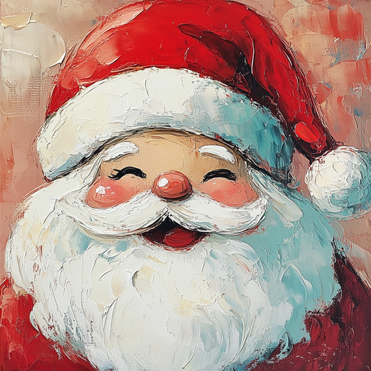 Merry Santa in Red - Heartwarming Holiday Oil Painting