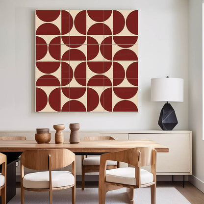 Red and Beige Geometric Abstract Painting