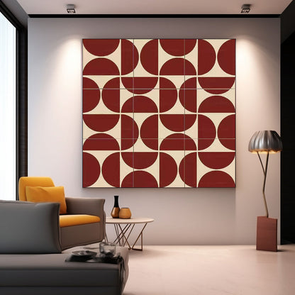 Red and Beige Geometric Abstract Painting