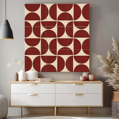 Red and Beige Geometric Abstract Painting